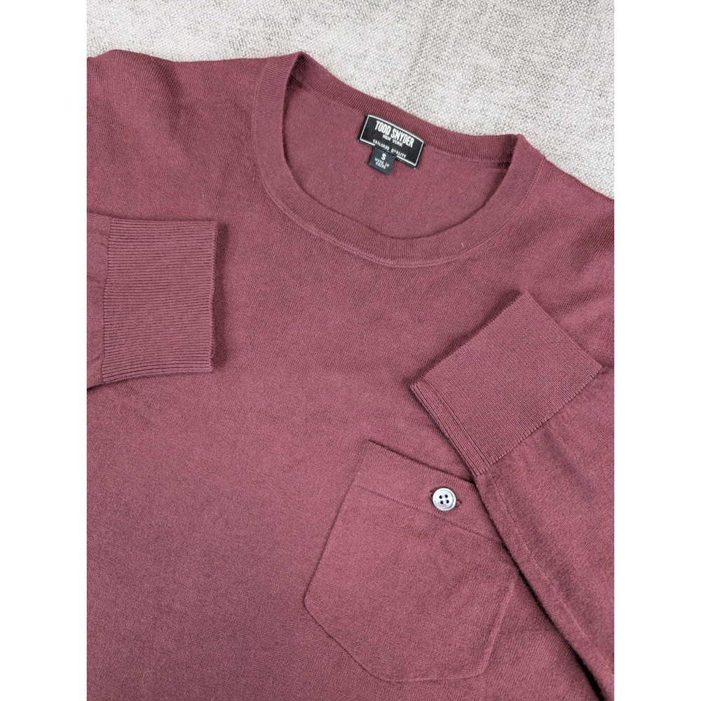 Todd Snyder Shirt Mens S Burgendy Cashmere Blend Crew Pocket Sweater Tee